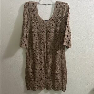 Chic Tan Crochet Dress